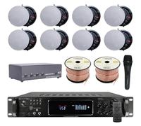 Vaiyer Home Theater System Kit - 7.2 Channel 4500 Watts Bluetooth Amplifier w/ 8 Qty of 6.5" Frameless Ceiling Speakers 200W Each, 4-Ch Speaker Selector, Mic, 16 AWG 500 ft Speaker Wire & Remote
