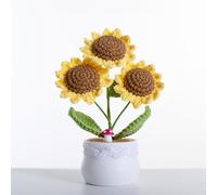 vaiyiyav Finished Crochet Flowers, Mini Crochet Sunflowers, Table Decorations, Gifts for Friends and Lovers (Cute)