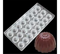 VAK 24 Cavities Flower Shaped Chocolate Mould Polycarbonate Square Candy Tray Jelly Dessert Mold Hard Injection PC Chocolate Baking Moulds Bakeware Pan - 27.5x13.5x2.4cm