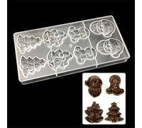 VAK Christmas Tree Bell Santa Claus Shaped Polycarbonate Chocolate Mold,Plastic Bakeware Pan Baking Moulds Chocolate Mould Ice Tray Pie Jelly Cake Pan Pastry Dessert Baking Tray-14.5x28x2.5cm