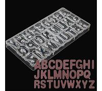 VAK Letters Shape Polycarbonate Chocolate Bar Mold, DIY Handmade Confectionery Cookie Jelly Candy Baking Pan Bakeware Tray Mould for Birthday Cake Pan Kitchen Baking Supplies - 14.5x28x2.5cm