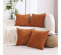 VAKADO Autumn Cushion Covers 45x45 Orange Rust Terracotta Decorative Boho Corduroy Decor Throw Pillow Covers Set of 4 Rustic Farmhouse Home Case Square for Couch Bed Sofa Living Room