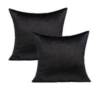 VAKADO Black Cushion Covers Decorative Velvet Cozy Soft Solid Square Throw Cushion Cases Home Decor for Couch Sofa Bedroom Office Set of 2