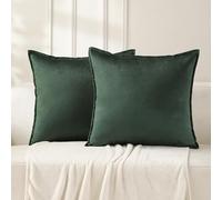 VAKADO Christmas Cushion Covers Velvet Army Green Decorative Pillow Covers With Fringe Decor Soft Square Cozy Solid Color Cushion Cases Home for Bed Bedroom Couch Car Sofa Set of 2,40x40