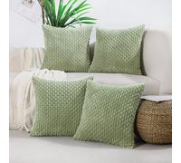 VAKADO Couch Sage Green Decorative Throw Pillow Covers 16x16 Set of 4 Spring Boho Corduroy Neutral Home Living Room Farmhouse Rustic Cushion Case Decor Square for Bed Sofa