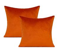 VAKADO Cushion Covers Burnt Orange 45x45 Sofa Velvet Decorative Pillow Covers Decor Autumn Fall Soft Square Cozy Solid Color Cushion Cases Home for Bed Bedroom Couch Car Set of 2