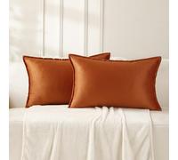 VAKADO Cushion Covers Velvet Decorative Autumn Pillow Covers With Fringe Decor Soft Square Cozy Solid Color Cushion Cases Home for Bed Bedroom Couch Car Sofa Set of 2 Burnt Orange,30x50