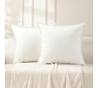 VAKADO Cushion Covers Velvet Decorative Pillow Covers With Fringe Decor Soft Square Cozy Solid Color Cushion Cases Home for Bed Bedroom Couch Car Sofa Set of 2 Cream,50x50