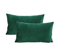 VAKADO Green Lumbar Velvet Soft Solid Cushion Covers Decorative Rectangle Cozy Throw Pillow Covers Home Decor for Living Room Couch Sofa Car 12"x20" Set of 2