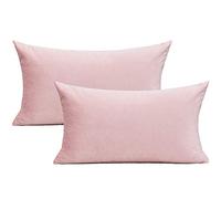 VAKADO Pink Lumbar Velvet Soft Solid Pillow Cushions Decorative Rectangle Cozy Cushion Covers Home Decor for Living Room Couch Sofa Car 12"x20" Set of 2