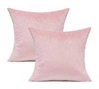 VAKADO Pink Soft Solid Velvet Cushion Covers Decorative Cozy Square Cushion Cases Home Decor for Couch Sofa Bedroom Car Teen 18x18 Inch Set of 2