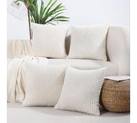 VAKADO - Set of 4 Boho Decorative Throw Pillow Covers Classic Corduroy Stripes 20x20 Cream White Cushion Covers for Sofa Couch Chairs Living Room