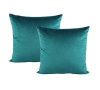 VAKADO Teal Velvet Cushion Cpvers 20x20 Inch Soft Solid Throw Pillow Covers Decorative Square Home Decor for Couch Sofa Bedroom Car Set of 2