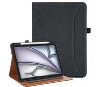 Vakarey Case for iPad Air 11 Inch M4 2026/M3 2025/M2 2024,iPad Air 5th/4th Generation 10.9 Case with Pencil Holder,Hand Strap & Shockproof Stand Cover,Black