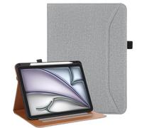 Vakarey Case for iPad Air 11 Inch M4 2026/M3 2025/M2 2024,iPad Air 5th/4th Generation 10.9 Case with Pencil Holder,Hand Strap & Shockproof Stand Cover,Gray