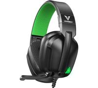 Vakedy HW11 Gaming Headset for PS4, PS5, Xbox Series X, PC, Switch, Gaming Headphones with Noise Canceling Microphone, Stereo Sound, Folding Design, 3.5mm Audio Jack (Black/Green)