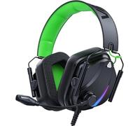 Vakedy HW12 Gaming Headset for PC, PS5, PS4, Xbox One, Switch, Gaming Headphones with Microphone, Wired Headet with 3.5mm Audio Jack (Black/Green)