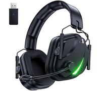 Vakedy HW12 Wireless Gaming Headset with Mic 2.4GHz Bluetooth Gaming Headphones of Duty/FPS Gamers, 50Hr Battery Life Gamer Headset for PS5, PS4, PC, Switch, Mac, Low Latency, Lightweigh (Black)