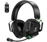 Vakedy Wireless Gaming Headset for PC, PS4, PS5, Mac, Switch, 2.4GHz USB Gaming Headphones with Microphone Bluetooth Gaming Headset 50mm Drivers, 50Hr Battery, Low Latency, Lightweigh - Black/Green