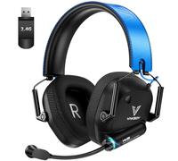 Vakedy Wireless Gaming Headset for PC, PS4, PS5, Mac, Switch, 2.4GHz USB Gaming Headphones with Microphone Bluetooth Gaming Headset 50mm Drivers, 50Hr Battery, Low Latency, Lightweigh - Blue