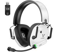Vakedy Wireless Gaming Headset for PC, PS4, PS5, Mac, Switch, 2.4GHz USB Gaming Headphones with Microphone Bluetooth Gaming Headset 50mm Drivers, 50Hr Battery, Low Latency, Lightweigh - White