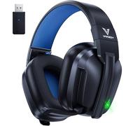 Vakedy Wireless Gaming Headset for PS5, PS4, PS4 Pro, Switch, Mac, Bluetooth Gaming Headphones with Noise Canceling Mic, Gamer Headphones for PC, 50Hr Battery (Black/Blue)