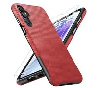 Vaki for Samsung Galaxy A55 5G Case with Screen Protector, Military Grade Protection A55 Protective Case Rugged PC Hard Silcone Shockproof Cover for Samsung A55 5G Phone Case (Red)