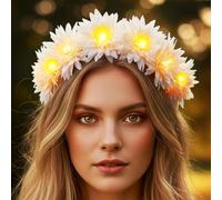 Vakkery Light Up Flower Crown Headbands LED Glow Flashing Hair Garland Headdress Wedding Party Festival Hair Accessories for Women and Girls