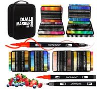 VAKKI 168 Dual Tip Colouring Pens, Felt Tip Brush Pens Drawing Pens Art Pens for Painting, Writing, Drawing and Sketching