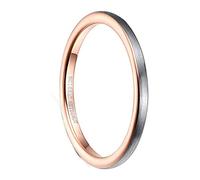 VAKKI 2mm Tungsten Carbide Ring Rose Gold Plated Engagement Bands Matte Silver Brushed Size J1/2