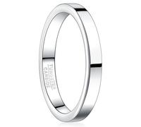 VAKKI 3mm Tungsten Wedding Rings for Women Silver Flat Comfort Fit Stackable Band Ring, High-polished finish & Non Tarnish Size S