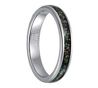 VAKKI 4mm Opal Rings Mens Womens Tungsten Carbide Engagement Rings Promise Ring for Her Him Size T 1/2