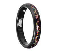 VAKKI 4mm Women's Fire Opal Engagement Band Black Domed Tungsten Carbide Promise Ring Size O