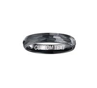 VAKKI 6mm Black Custom Engraved Tungsten Carbide Ring Hammered Step Edge Brushed Finish Mens, Women Wedding Band Perfect Fit Size O