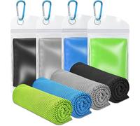 VAKKI Cooling Towel 4 Pack B (40"x12"), Ice Cold Sports Sweat Towels for Coolings Scarf Neck,Forehead, Wristband, Bandana, Stay Cool from Over Heating During Sport and Exercise