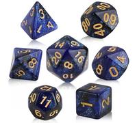 Vakler 7PCS DND Dice Set, Resin Polyhedral Dice (Blue Mix Black) | Nebula Dice Board Playing for Dungeons and Dragons RPG MTG Table Games Tarot D&D D20 D12 D10 D8 D6 D4