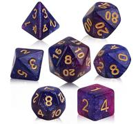 Vakler 7PCS DND Dice Set, Resin Polyhedral Dice (Blue Mix Purple) | Nebula Dice Board Playing for Dungeons and Dragons RPG MTG Table Games Tarot D&D D20 D12 D10 D8 D6 D4