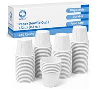 Vakly Disposable Paper Souffle Medicine Cups 1/2 Ounce [Pack of 250] Cups for Medication Distribution, Pills, Tasting, Condiments, Food and Dessert Serving (250)