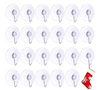 Vaktop 24 pcs Suction Hooks, Clear Suction Cup Hooks with Stainless Steel Hook, 4 cm Sucker Hook for Glass, Window, Tile, Bathroom, Shower, Kitchen, Christmas Wreaths, Lights