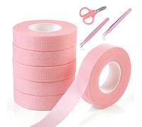 Vaktop 6 Rolls Eyelash Tape with 2 Tweezers and Scissors, Breathable Lash Tape for False Lash Extension Accessories (0.5 inch x 10 Yards)