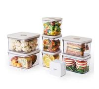 VAKUEN Premium Airtight Food Storage Container. Special Edition Mercury Color 8P/Set. 7pcs Container and Vacuum Sealer. Patented Double Silicone Lining, 100% Leak Proof, BPA-FREE