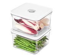VAKUEN Premium Airtight Food Storage Containers, Smart One-Click Seal Lid, No Hinges, Patented Double Silicone Lining, 100% Leak Proof, SQUARE 2PC-SET, Dishwasher/Freezer & Microwave Safe