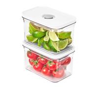 VAKUEN Premium Airtight Food Storage Containers, Smart One-Click Seal Lid, No Hinges, Patented Double Silicone Lining, 100% Leak Proof, RECTANGULAR 2PC-SET, Dishwasher/ Freezer & Microwave Safe