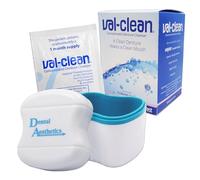 Val-Clean Sachets & Denture Bath - 12 Sachets 1 Years Supply Valplast Flexible Denture Cleaner (Blue)