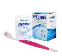 Val-Clean Sachets & Silicone Brush - 12 Sachets 1 Years Supply Valplast Flexible Denture Cleaner (Pink Brush)