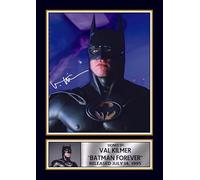 Val Kilmer Batman Forever Printed Autograph Poster - Batman 1995 DC Movie Wall Art - Superhero Memorabilia Collectible Print for Fans, A4 Poster + Black Frame
