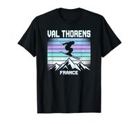 Val Thorens France Ski Resort Retro Skiing and Mountains T-Shirt