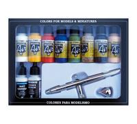 VAL71167 - AV Vallejo Model Air Set - Ultra Airbrush + 10 Basic Cols