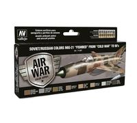 Vallejo VAL71607 AV Model Air Set-Soviet MiG-21 Fishbed 50-90's Paints for use with an Airbrush, Various, 17ml