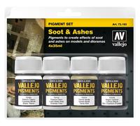 VAL73193 - AV Vallejo Pigments Set - Soot & Ashes